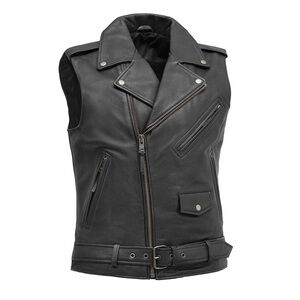 DSDZ branded black faux leather motorcycle vest
